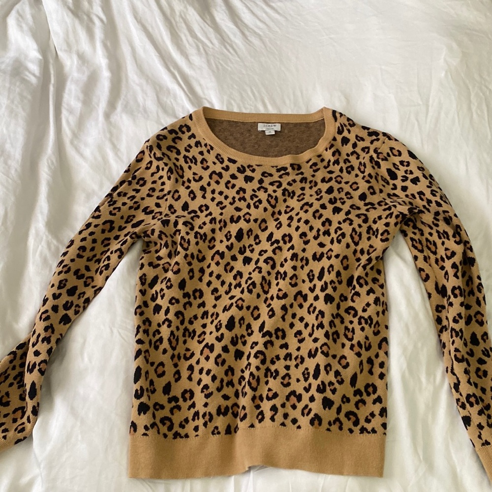 J Crew factory leopard teddie sweater